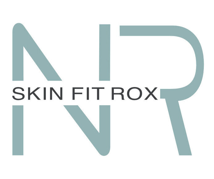 Skin Fit Rox logo, with stylized initials 'NR' in a light blue tone.